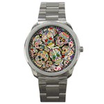 Sugar Skull Collage Sport Metal Watch