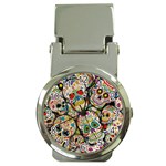 Sugar Skull Collage Money Clip Watch