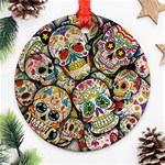 Sugar Skull Collage Round Ornament (Two Sides)