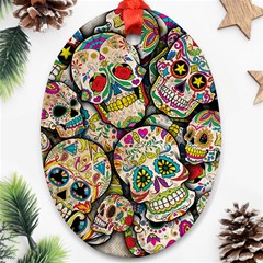 Sugar Skull Collage Oval Ornament (Two Sides) from ArtsNow.com Back