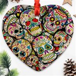Sugar Skull Collage Heart Ornament (Two Sides)