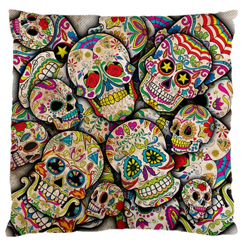 Sugar Skull Collage Standard Flano Cushion Case (One Side) from ArtsNow.com Front