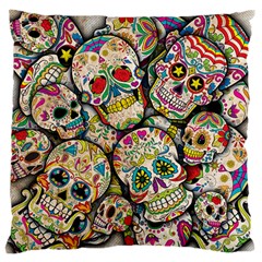 Sugar Skull Collage Large Flano Cushion Case (Two Sides) from ArtsNow.com Front