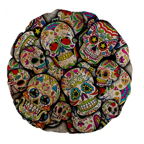 Sugar Skull Collage 18  Premium Flano Round Cushion  from ArtsNow.com Front