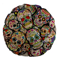 Sugar Skull Collage 18  Premium Flano Round Cushion  from ArtsNow.com Front