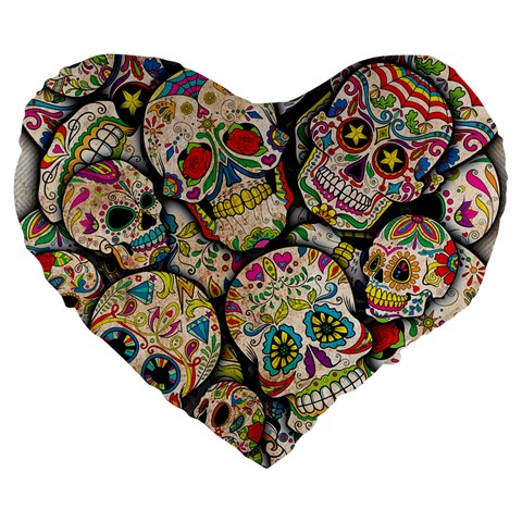 Sugar Skull Collage 19  Premium Flano Heart Shape Cushion from ArtsNow.com Front