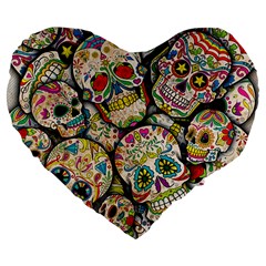 Sugar Skull Collage 19  Premium Flano Heart Shape Cushion from ArtsNow.com Front