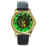 Medusa Round Gold Metal Watch