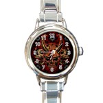 Evil Skulls Round Italian Charm Watch