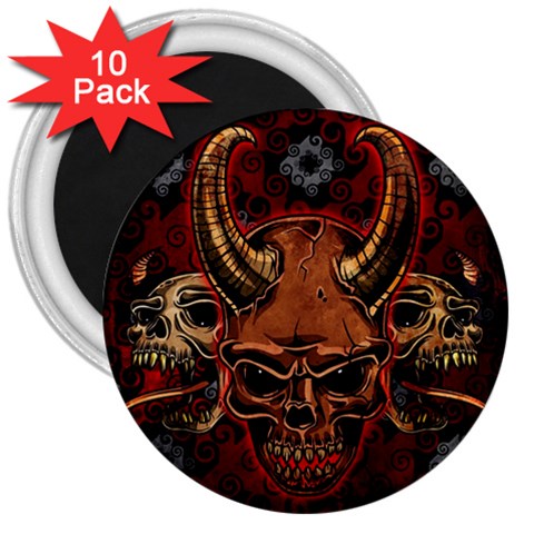 Evil Skulls 3  Magnet (10 pack) from ArtsNow.com Front