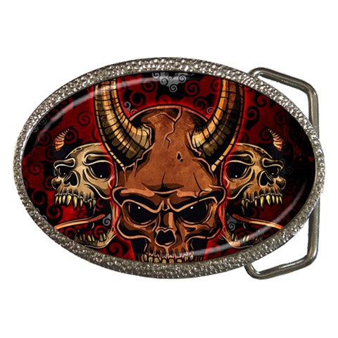 Evil Skulls Belt Buckle from ArtsNow.com Front