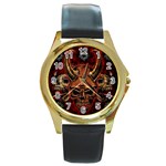 Evil Skulls Round Gold Metal Watch