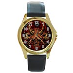 Evil Skulls Round Gold Metal Watch