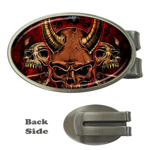Evil Skulls Money Clip (Oval) from ArtsNow.com Front