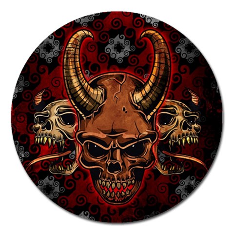 Evil Skulls Magnet 5  (Round) from ArtsNow.com Front