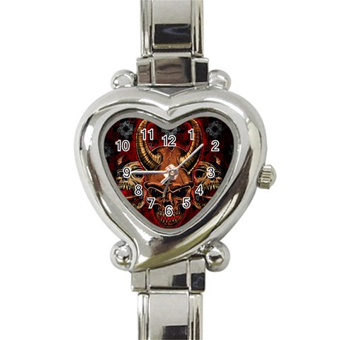 Evil Skulls Heart Italian Charm Watch from ArtsNow.com Front
