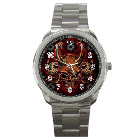 Evil Skulls Sport Metal Watch from ArtsNow.com Front