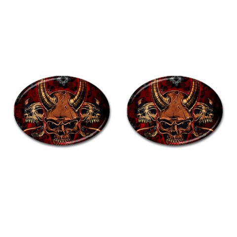 Evil Skulls Cufflinks (Oval) from ArtsNow.com Front(Pair)