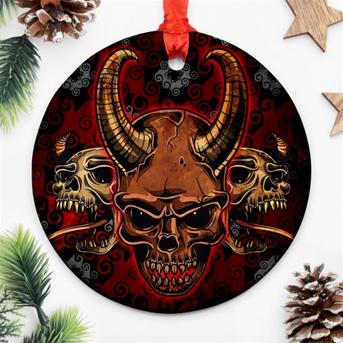 Evil Skulls Round Ornament (Two Sides) from ArtsNow.com Back