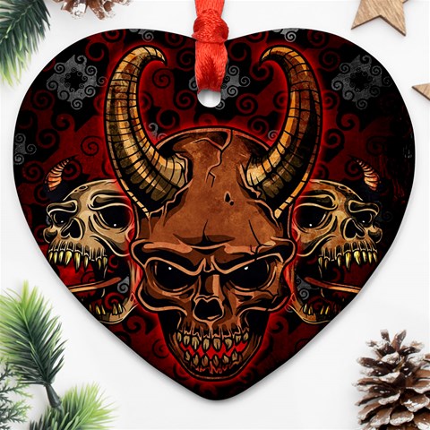Evil Skulls Heart Ornament (Two Sides) from ArtsNow.com Front