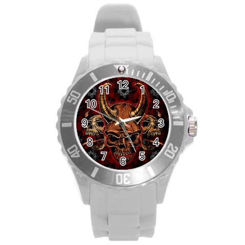 Evil Skulls Round Plastic Sport Watch Large from ArtsNow.com Front