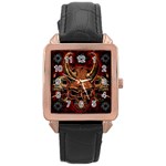 Evil Skulls Rose Gold Leather Watch 