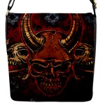 Evil Skulls Flap Closure Messenger Bag (Small)