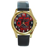 Tech Round Gold Metal Watch