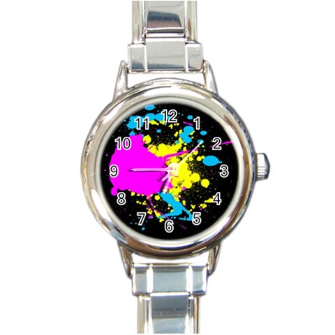 Splatter Round Italian Charm Watch from ArtsNow.com Front