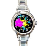 Splatter Round Italian Charm Watch