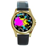 Splatter Round Gold Metal Watch