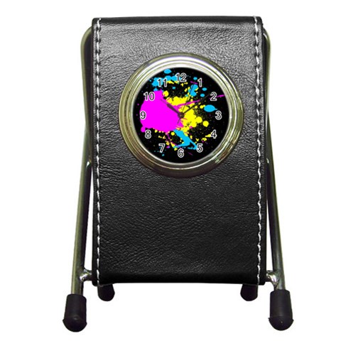 Splatter Pen Holder Desk Clock from ArtsNow.com Front
