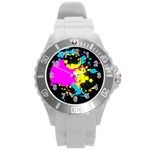 Splatter Round Plastic Sport Watch Large