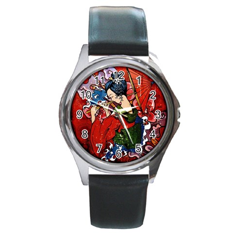 Geisha Round Metal Watch from ArtsNow.com Front