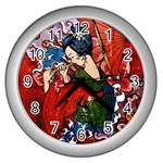 Geisha Wall Clock (Silver)