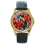 Geisha Round Gold Metal Watch
