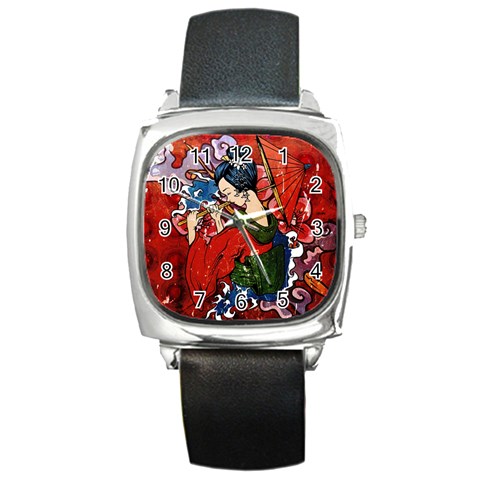 Geisha Square Metal Watch from ArtsNow.com Front
