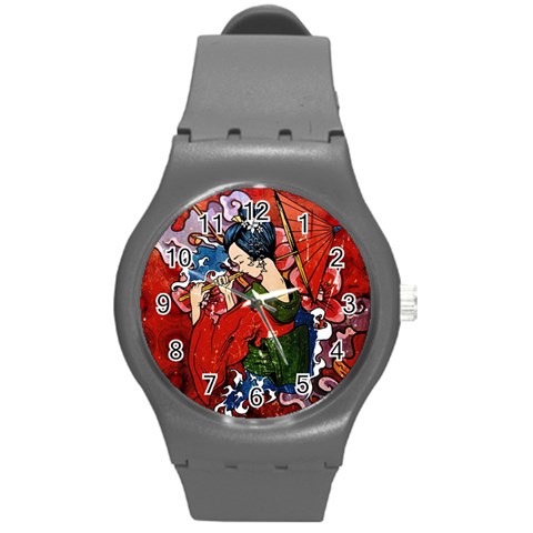 Geisha Round Plastic Sport Watch Medium from ArtsNow.com Front