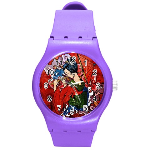 Geisha Round Plastic Sport Watch Medium from ArtsNow.com Front