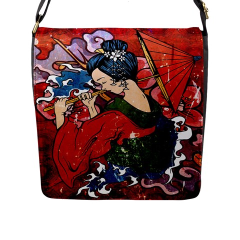 Geisha Flap Closure Messenger Bag (Large) from ArtsNow.com Front