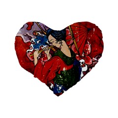 Geisha 16  Premium Flano Heart Shape Cushion  from ArtsNow.com Back