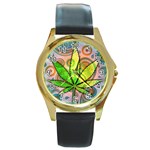 Ganja Round Gold Metal Watch