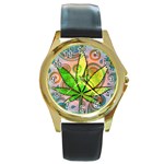 Ganja Round Gold Metal Watch