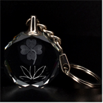Ganja Clover 3D Engraving Circle Key Chain