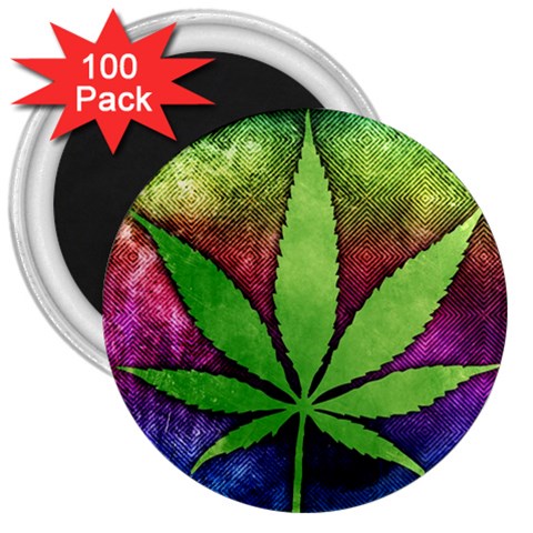 Pot Leaf 3  Magnet (100 pack) from ArtsNow.com Front