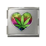 Pot Leaf Mega Link Heart Italian Charm (18mm)