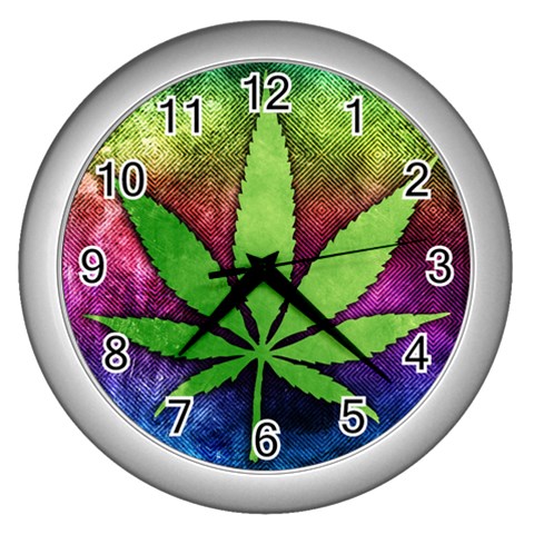 Pot Leaf Wall Clock (Silver) from ArtsNow.com Front