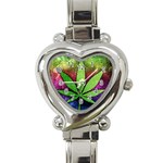 Pot Leaf Heart Italian Charm Watch