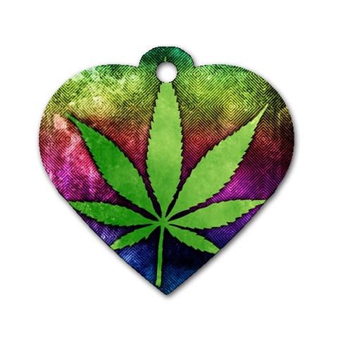 Pot Leaf Dog Tag Heart (One Side) from ArtsNow.com Front