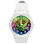 Pot Leaf Round Plastic Sport Watch Medium